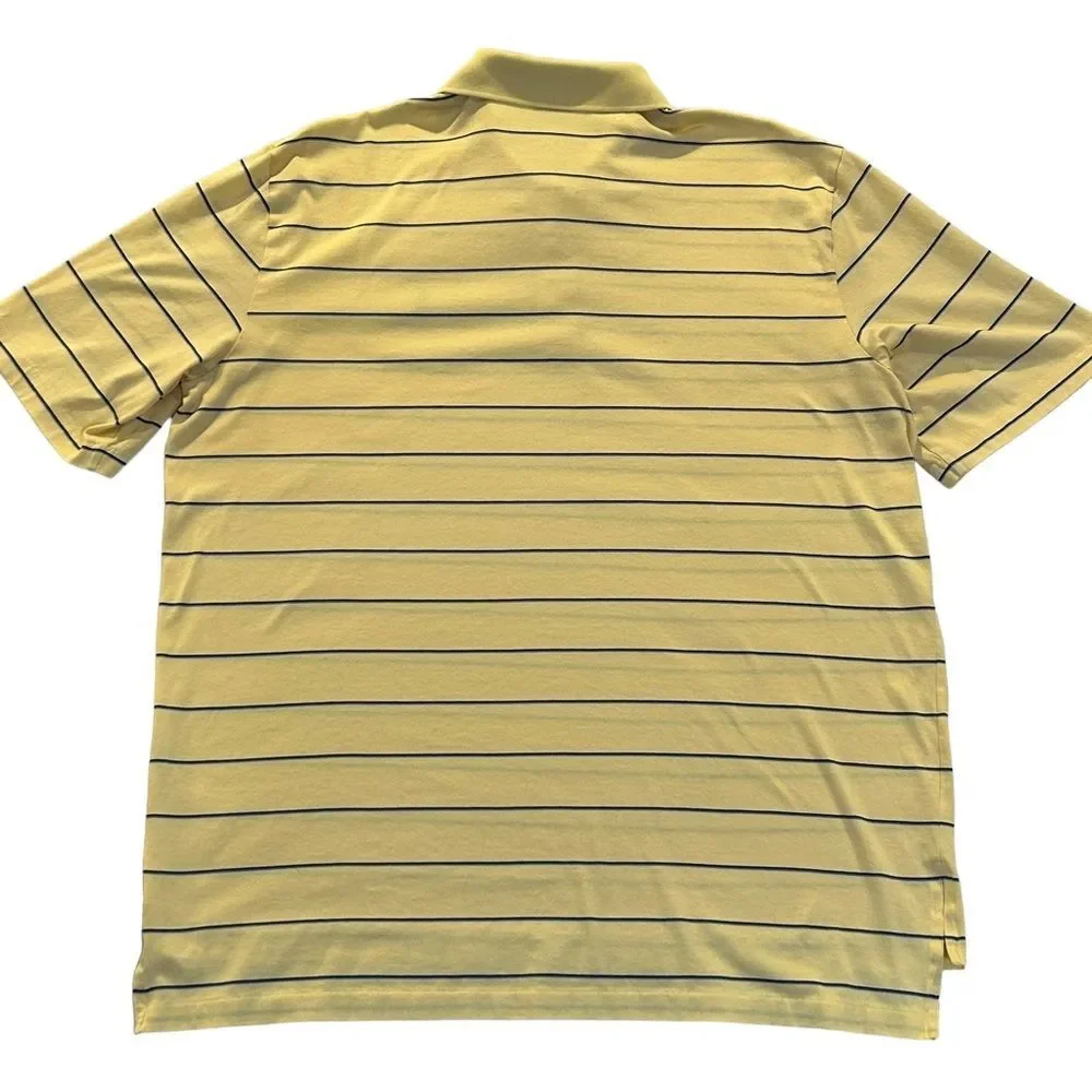 Ralph Lauren Polo Golf Shirt Yellow Blue Striped Short Sleeve L